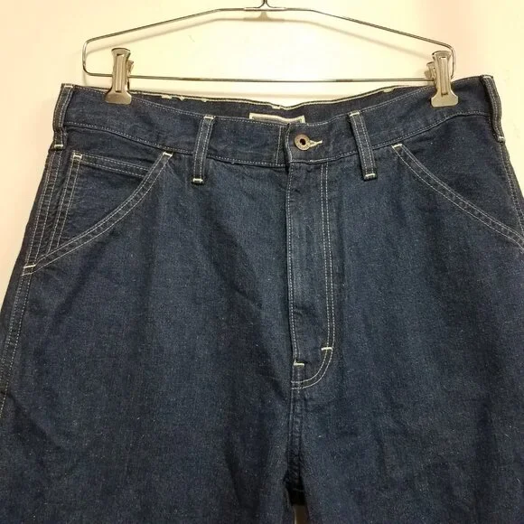 Wallace & Barnes J Crew Carpenter Jeans 32 Japanese Bright Washed Indigo CG755